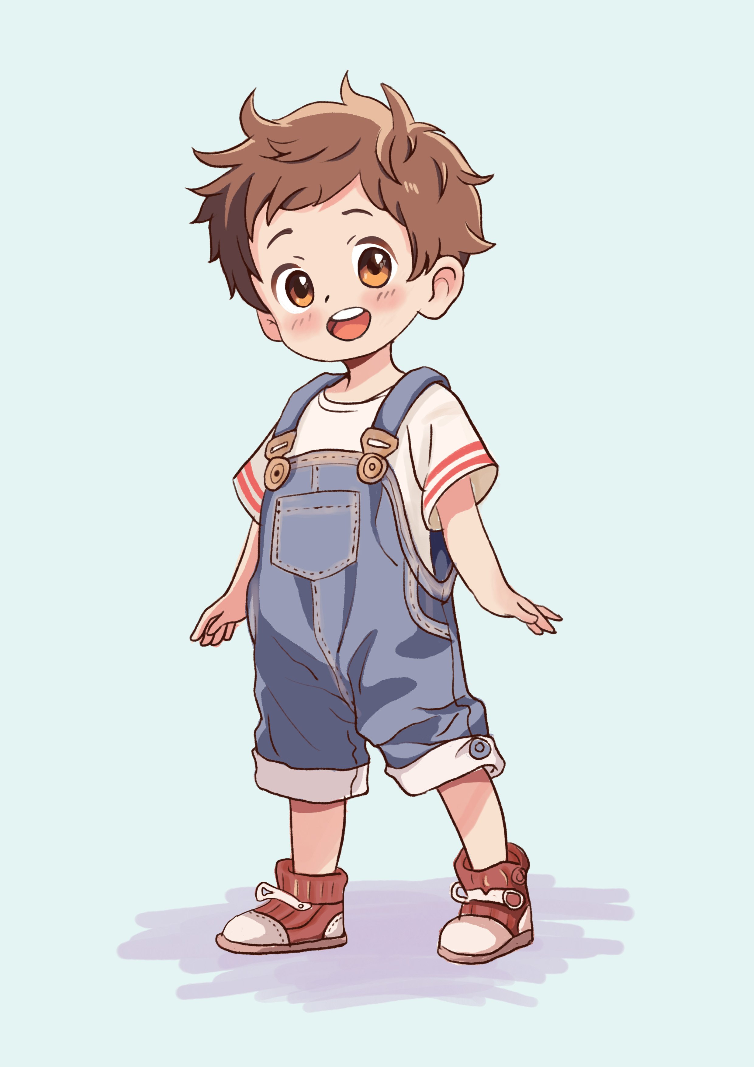 ✏️彩铅风格的手绘小男孩